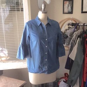 Draper James Denim Button Down w/ Bell Sleeves